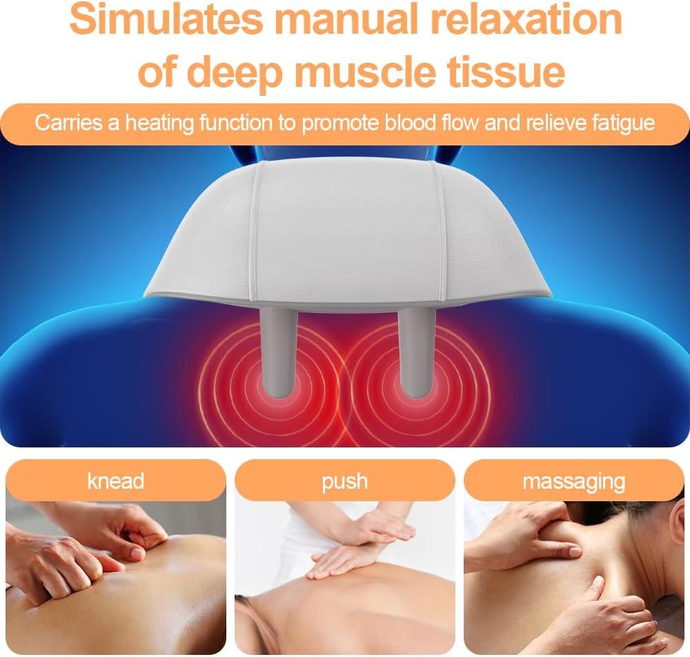 Neck Shoulder Back Massager With Heat - Shiatsu Massager Adjustable Relaxing Gift Plug-in Comfort